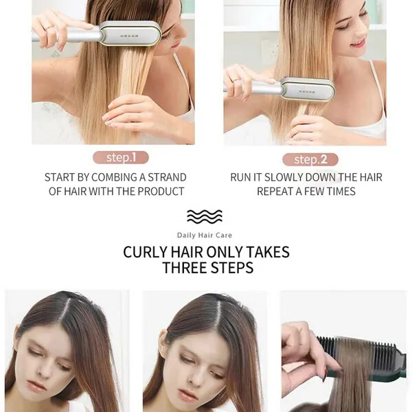 فرشاة فك تشابك الشعر الحرارية 2 In 1 Electric Straightener