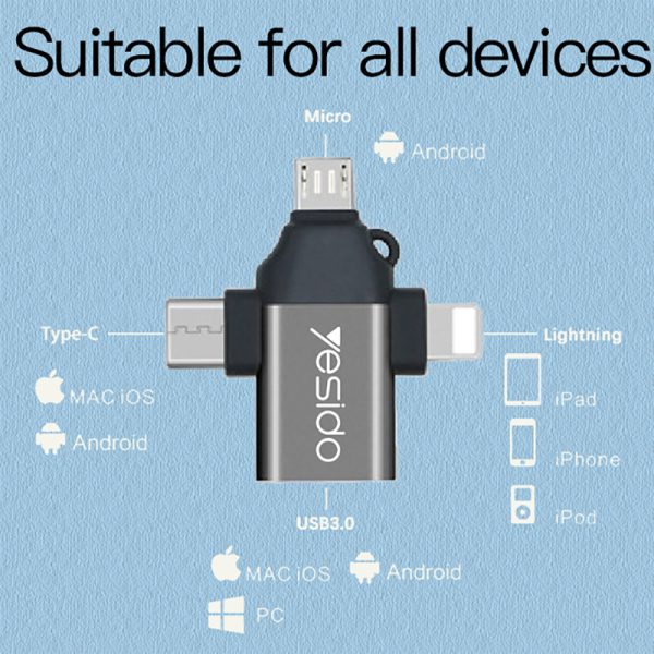 عرض 2 3-in-1 USB TYPE-C/MICRO USB/APPLE PORT CONNECT CONVERTER او تي جي 3 في 1، نوع سي، مايكرو USB، محول وصلة بمنفذ لموبايل ابل - الصورة 3
