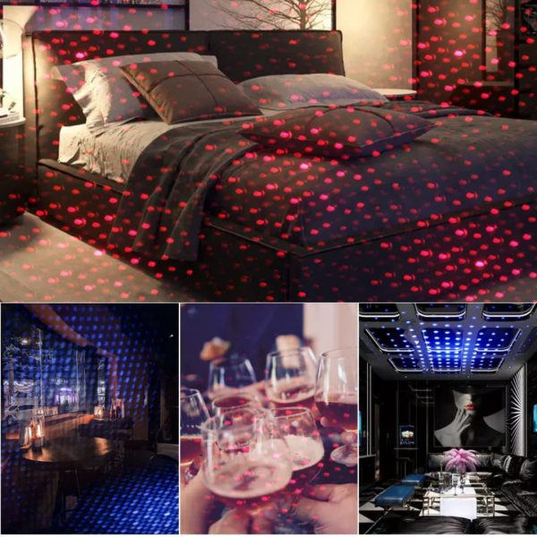 "USB Car Roof Star LED Lights, Flexible Romantic Light Fit For All Cars ضواء LED على شكل نجمة لسقف السيارة USB" - الصورة 3