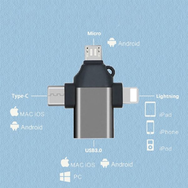 او تي جي 3 في 1، نوع سي، مايكرو USB، محول وصلة بمنفذ لموبايل ابل - الصورة 5