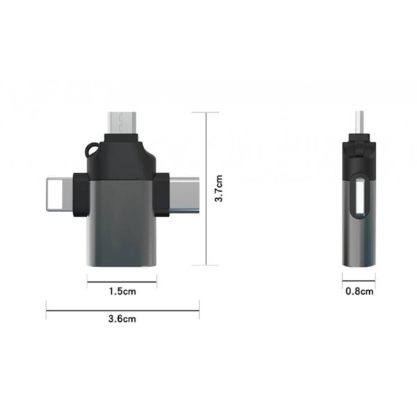 او تي جي 3 في 1، نوع سي، مايكرو USB، محول وصلة بمنفذ لموبايل ابل - الصورة 6