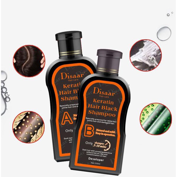 Dissar Black Hair Shampoo Keratin شامبو بالكرياتين لصبغ الشعر أسود - الصورة 4