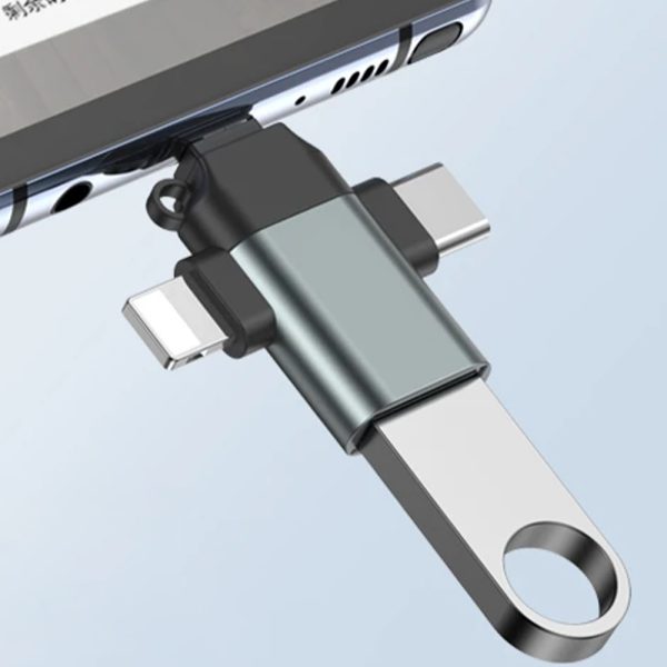 او تي جي 3 في 1، نوع سي، مايكرو USB، محول وصلة بمنفذ لموبايل ابل - الصورة 3