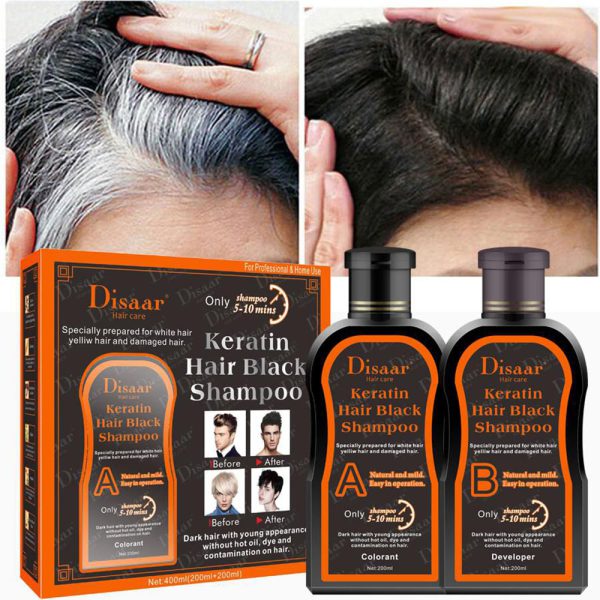 Dissar Black Hair Shampoo Keratin شامبو بالكرياتين لصبغ الشعر أسود - الصورة 6