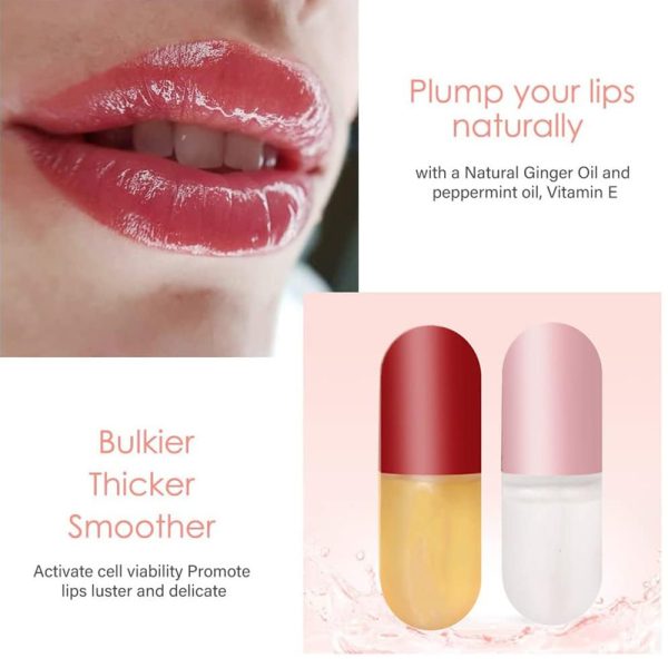 ⁦عرض 2 سيروم للعناية بالشفاه ومضخم الشفاه - Lip Plumper & Lip Care Serum Moisturize⁩ - الصورة ⁦2⁩