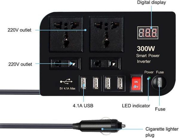 300W Car Charger Converter - محول طاقة للسيارة 300 واط - الصورة 5