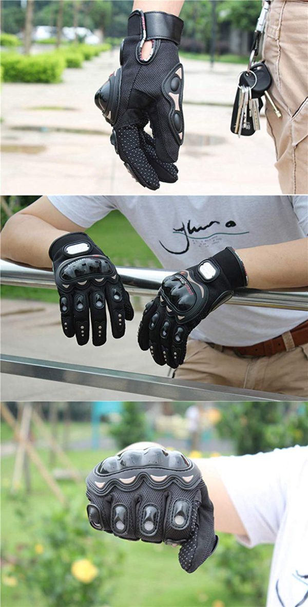 Bike Gloves Carbon Fiber With Screen Touch Fingers قفازات دراجة نارية ، قفازات كاملة الأصابع من ألياف الكربون