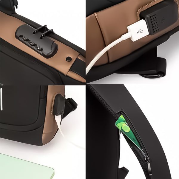 ⁦Portable Waterproof USB Bag شنطة ظهر كروس بودي  مضادة للماء⁩ - الصورة ⁦7⁩
