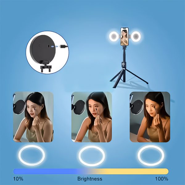 Selfie Stick With Ring Light سيلفي ستيك 2 × 1 - الصورة 3